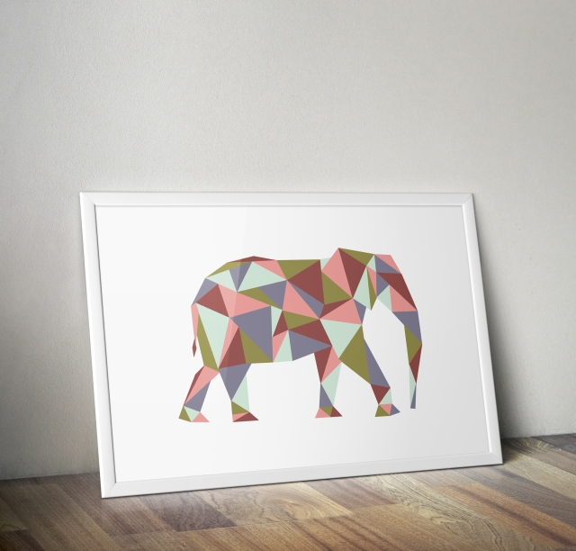 Elephant poster in frame